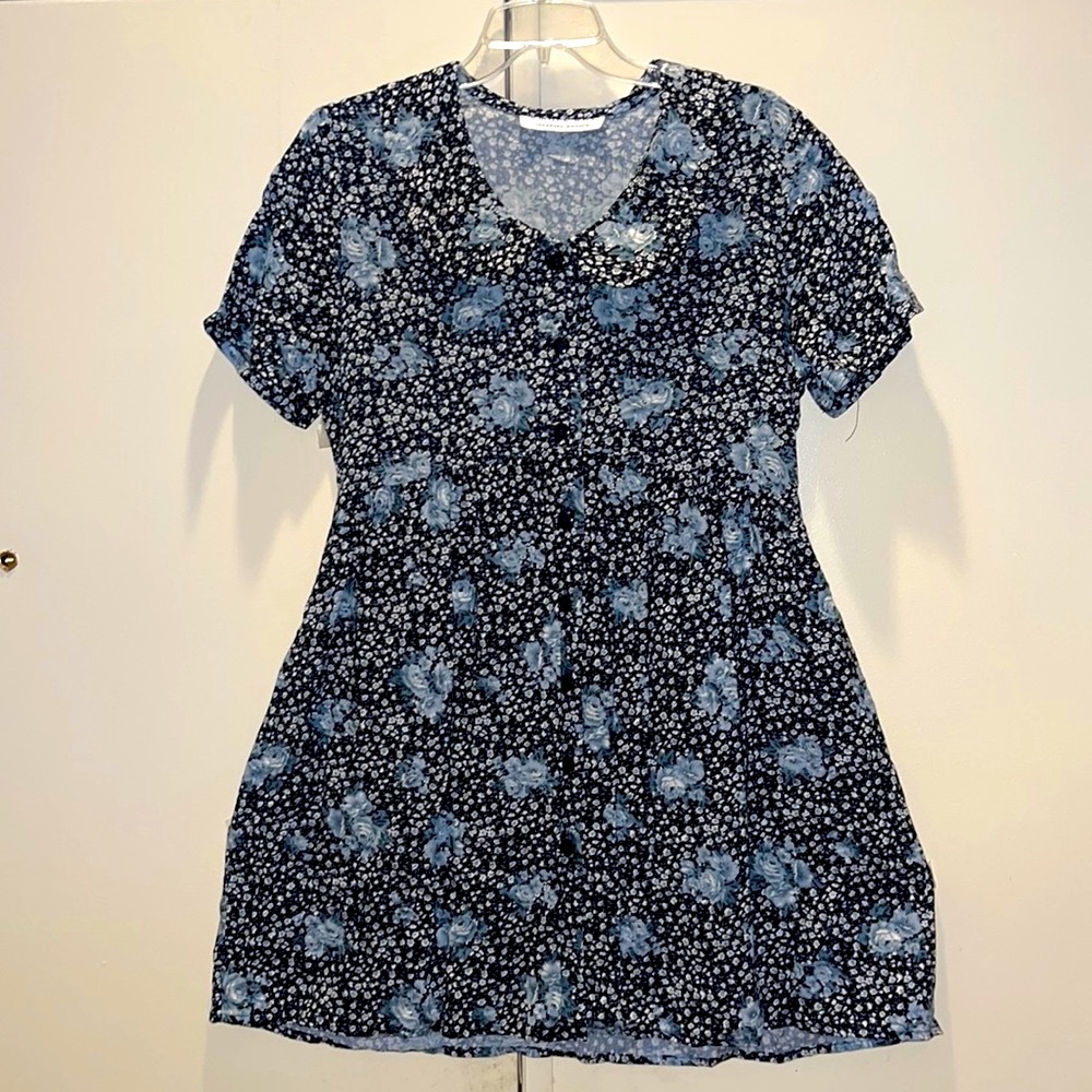 Smart Set Black Collared Floral Mini Dress Size 100% Rayon Size Large